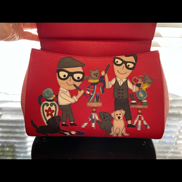 NWT Dolce and Gabbana Family red handmade Italian leather satchel handbag - Picture 16 of 17